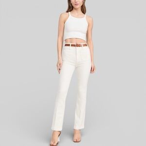 Mother Denim | The Hustler Patch Pocket Flood Jeans in Cream Puff Size 27/4